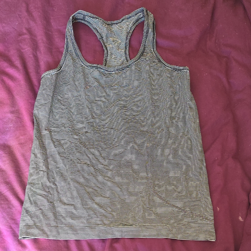 Lululemon Athletica Black and White Striped Tank Top